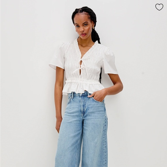 Rails Portia Blouse White Smocked Size M Medium - Picture 4 of 11